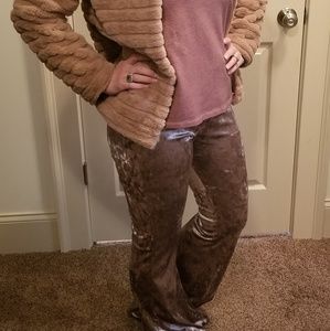 Ladies crushed velvet pull on flares